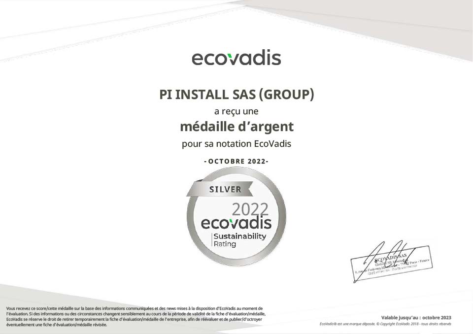 Certificat Medaille d'argent ECOVADIS